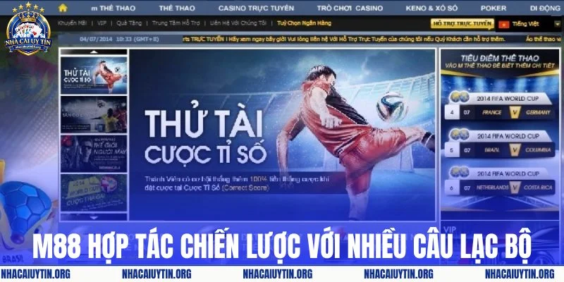 M88 hợp tác chiến lược với nhiều câu lạc bộ