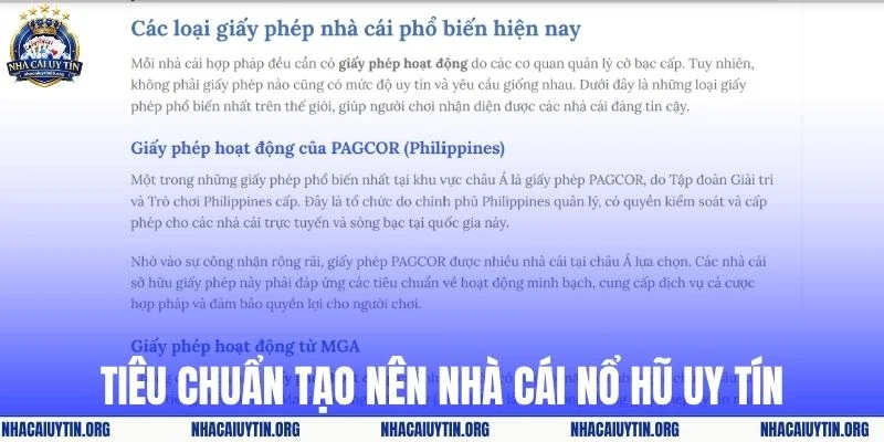 Tiêu chuẩn tạo nên nhà cái nổ hũ uy tín